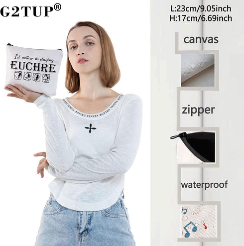 G2TUP Euchre Player Makeup Bag Euchre Game Bag I'd Rather be Playing Euchre Card Game Gift Pouch (Euchre Makeup Bag)