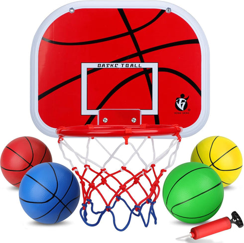 Mini Basketball Hoop Set for Kids & Adults, Indoor Wall Mount Basketball Hoop with 4 Toddler Basketballs, Sport Gifts