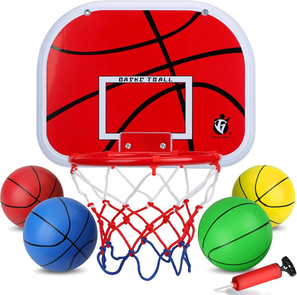 Mini Basketball Hoop Set for Kids & Adults, Indoor Wall Mount Basketball Hoop with 4 Toddler Basketballs, Sport Gifts