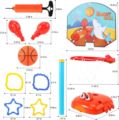 Toddler Basketball Hoop, 2 in 1 Sports Toy Set for Kids with Ring Toss Game