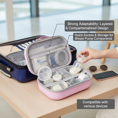Otbushit Portable Breast Pump Bag with Waterproof Protection, Organized Compartments for Travel and Daily Use