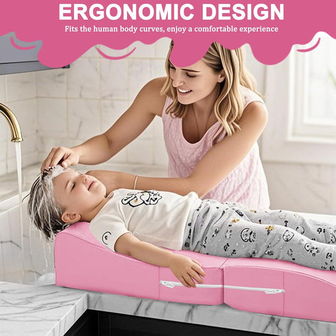 FOUXTEL Extra Large Hair Washing Station for Kids - Ergonomic Shampoo Foam Mat with Neck Support for Sink, Portable