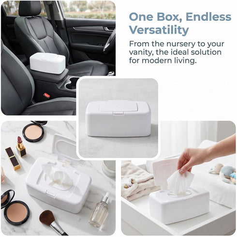 KOMBIUDA Wipe Dispenser with Lid Refillable Decorative Wet Tissue Holder for Home Travel Makeup Storage Container