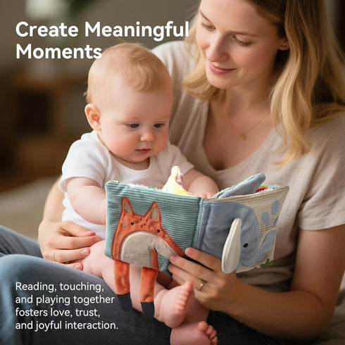 0-12 Tummy Montessori Soft Baby Book - Sensory Book for Babies Months with Crinkle Paper, Touch & Feel Textures, Baby