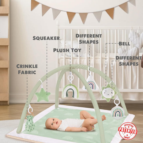 Tummy 6 Mallify Washable Time Mat, Baby Play Gym with Featured Toys, Baby Gym for Infant & Toddler, Larger Baby Play