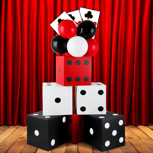 60 11 Inch 6 CHUNNIN Pcs Casino Theme Party Decoration Casino Party Boxes Balloon Poker Cards Large Dice Favor Boxes