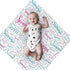 MilSall Set Personalized Swaddle Blanket With Hat and Bow Headband - Custom Newborn Receiving Blankets - Baby Girl Boy