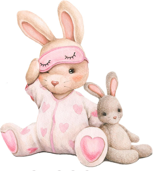 Mamarons Pink Bunny Nursery Wall Decals-Baby Girl Room Rabbit Wall Decor, Animal Stickers for Kids Playroom, Toddler