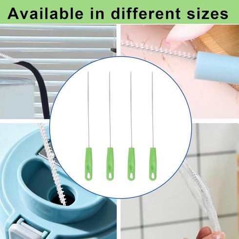 Penitue 4pcs Set Straw Cleaner Brushes, Ergonomic Handle Straw Cleaning Tool for Extra Long Reusable Straws Small Baby