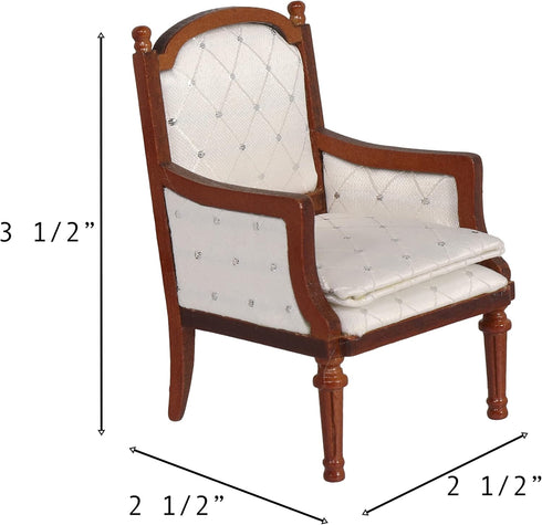 Wooden Dollhouse Armchairs, Set of 2, Dining Lounge Chairs for Miniature Furniture, 3 inch to 6 inch Dolls