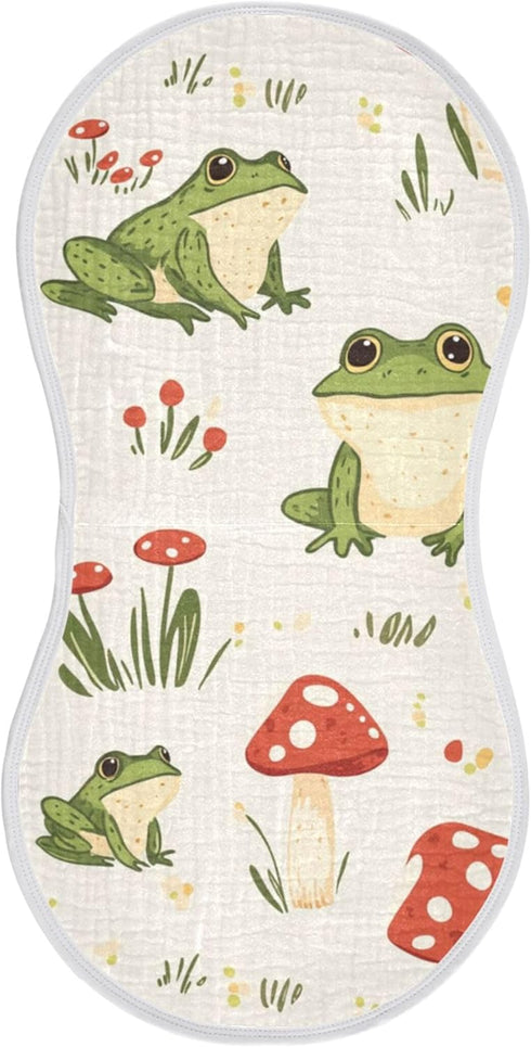 Mazeann Frog Forest Mushrooms Burp Cloths Baby Boys Girls Absorbent Soft Cotton Burping