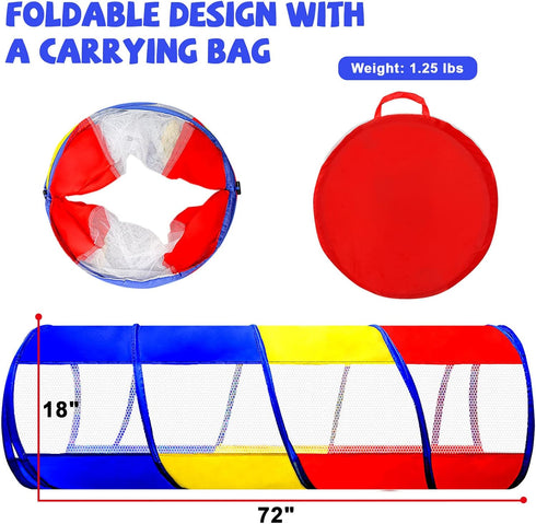 Kids Play Tunnel for Toddlers 1-3, 6 Foot Pop Up Crawling Toy with 2 Mesh Sides, Indoor Outdoor Gift for Children