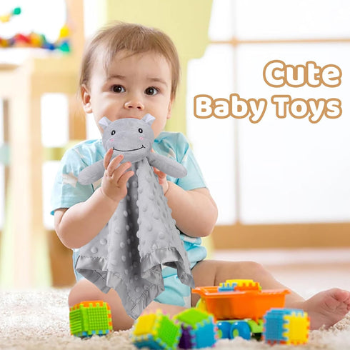 Pro Goleem Hippo Loveys for Babies, Soft Security Blanket Snuggle Toy for Newborn Boys and Girls, 16 Inch
