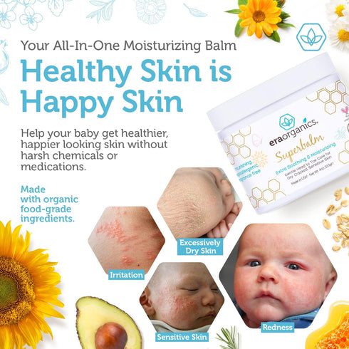 Era Organics Healing Ointment for Babies, USDA Organic Moisturizer, 4oz, Gentle on Sensitive Skin