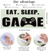 Eat Sleep Game Wall Decal for Boys Room, Video Game Decor with Gaming Controller Stickers, Classic Style