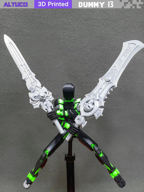 Preassembled Black T13 Action Figure with Multiple Accessories, 3D Printed Multi-Jointed Titan 13 Desktop Toy