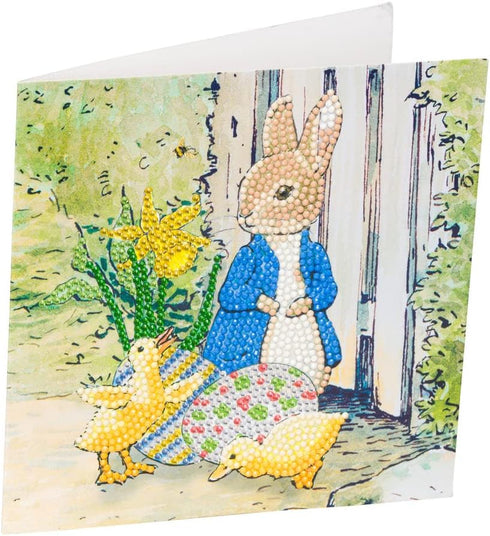 Crystal Art Card Kit - Create Your Own Peter Rabbit and Chicks Crystal Card for Ages 8 and Up