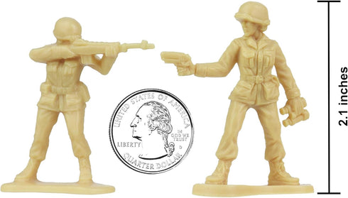 BMC Plastic Army Women - 36pc Tan Female Soldier Figures Made in USA