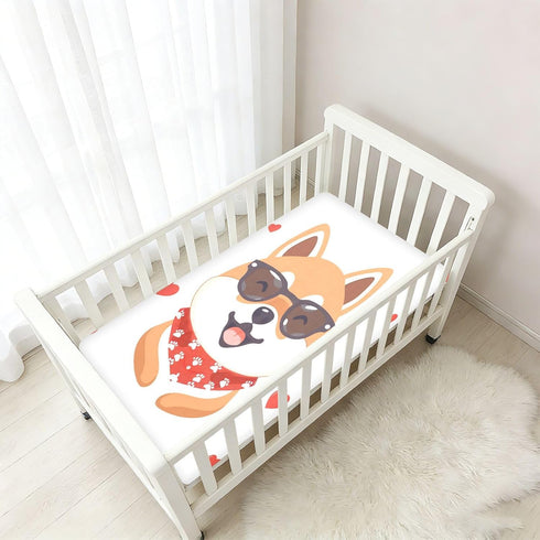 Bseiialft 52 28 Shiba Inu Dogs Hearts Crib Sheets for Boys Girls Soft and Breathable Cotton Baby Sheets for Standard