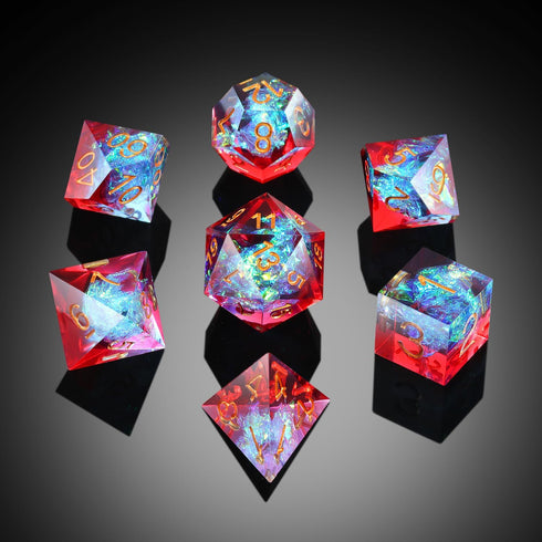 Shiny D&D Dice - Handmade Double Layers Sharp Edge Die with Gift Case for Dungeons and Dragons