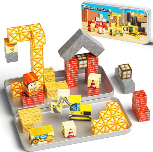 WMXDU Magnetic Blocks with Magnet Box-35PCS Magnet Cubes, Magnetic Tiles Kids Build