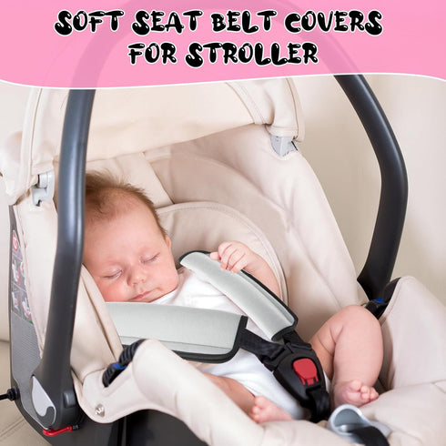 4 (Gray,10.63 4.33 Inch) Riakrum Pcs Baby Car Seat Belt Covers Soft Car Seat Straps Shoulder Pads for Kid Infant