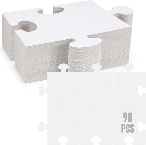 Sonwyoung 30 Pcs Large White Blank Puzzle Pieces Bulk to Draw on Make