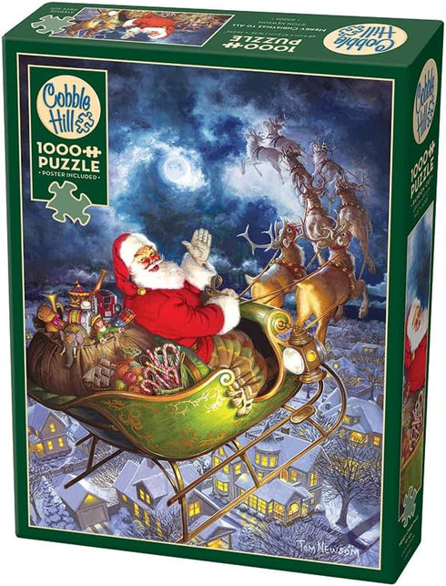 Cobble Hill 1000 Piece Puzzle - Merry Christmas to All with Sample Poster Included