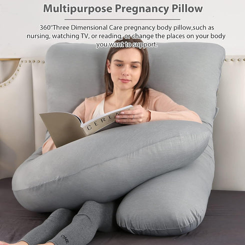 BATTOP Pregnancy Pillows for Sleeping,Full Body Maternity Pillow with Cooling Cover,Support for Back,Hips,Legs,Belly