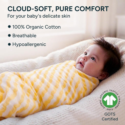 2 Pack 100% 39 39 inches, Muslin Swaddle Blankets for Newborns, Multipurpose Organic Cotton, Ultra Soft Breathable
