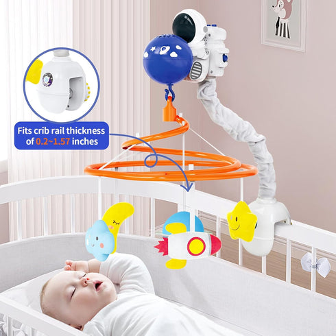 INTMEDIC 0-6-12 Baby Crib Mobile with Music and Lights, Space Baby Mobile for Crib with Remote Control, Spaceman
