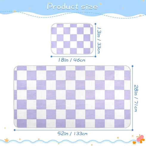 SyXIOP 28" 52" Purple and White American Plaid Cooling Baby Waterproof Crib Mattress Cover x Ultra Soft Training Pads