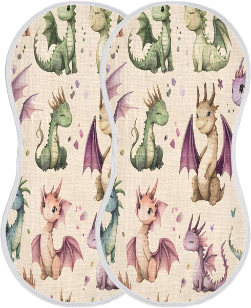 YETTASBIN Watercolor Dragon Muslin Baby Burp Cloth, Super Soft Absorbent Cotton Burp Rag Baby Bibs Feeding Cloth