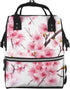 DWVTSLH Cherry Blossom Diaper Bag Backpack Multifunction Nappy Bags Waterproof Mummy Backpack Large