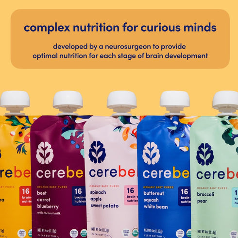 Cerebelly Baby Food Pouches – Organic Carrot Pumpkin (4 oz, Pack of 6) - Healthy Toddler Snacks
