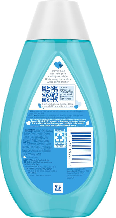 2-in-1 13.6 oz Johnson's Clean & Fresh Children's Shampoo & Body Wash, Daily Hair & Body Wash for Kids & Toddlers