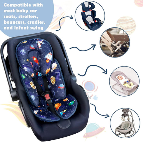 2 SWESEN Infant Car Seat Insert with Strap Pads, Super Soft Carseat Head and Body Support for Baby Boys and Girls