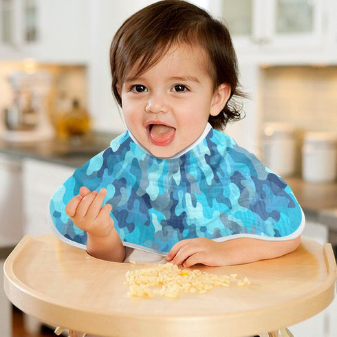 decor gift 4 Pack 22x11in Cotton Muslin Burp Cloth Breathable Blue Camouflage Milk Spit Up Cloth for Unisex Newborns