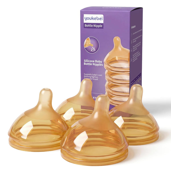 YOUKEBEI Silicone Bottle Nipple, Anti Colic Nipples for Baby, Natural Flow Baby Bottle