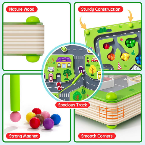 rifamee 2 1 Counting 3-5 in Magnetic Color and Number Maze Magnet Alphabet Double Sided Board Wood Puzzle Fine Motor