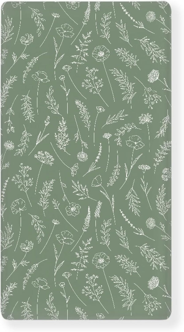 Winpema Wildflowers Meadow and Flowers Fitted Crib Sheet Green Sage Baby Crib Sheet