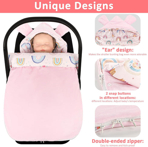Carseat Blankets for Babies Winter, Warm Toddler Carseat Swaddle Blanket, Infant Stroller Bunting Bag Footmuff for Cold
