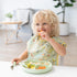 Bumkins Toddler and Baby Suction Plate, Divided Grip Dish for Babies and Kids, Baby Led Weaning, Feeding Supplies, Sticks to Tables and Highchairs, Platinum Silicone, for Chidren 6 Months, Sage by Bumkins