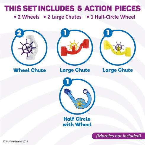 Marble Genius Spinning Wheels, Marble Run Accessory Add-On Set (5 Pieces) for Problem-Solving Fun