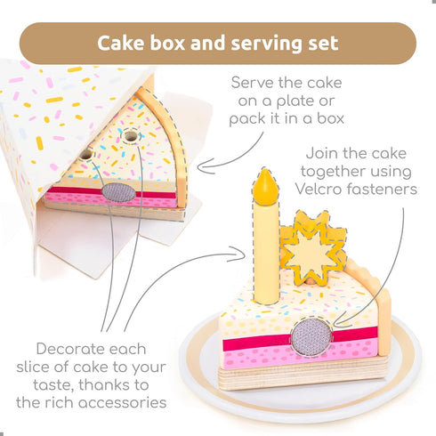 Playset 3 4 5 UMU Wooden Birthday Cake Pretend Kitchen Toy with Candles Numbers Fruits & Toppings Wooden Play Food