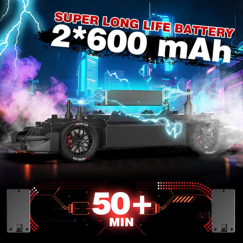 1:16 2.4Ghz 4WD 30KM/H 2 Remote Control Car Scale RC Drift Cars High Speed Race Cars with LED Lights Drifting Tires