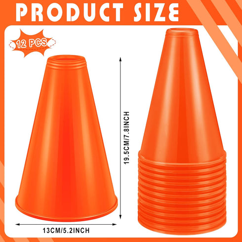 12 Pieces Cheer Megaphone for Party Favors Sports Cheers Party Noisemaker Toys DIY Plastic Megaphone for Party Sports Match Game Outdoor Activities (Orange)