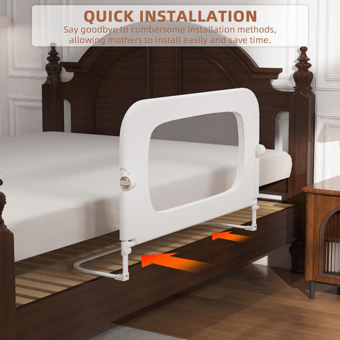 FigTime 32IN) Bed Rail for Toddlers, Baby Bed Rail Guard for Kids, Toddler Bed Rails with Reinforced Anchor Fit, Height