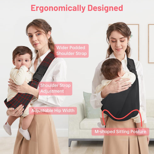 0-36 33 lbs Baby Sling Carrier, Pure Cotton, Ergonomically Adjustable Baby Carrier Newborn to Toddler, Easy to Use