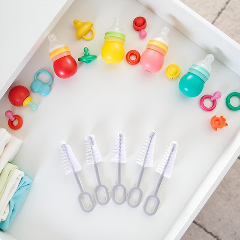 Pxiryanlow 5 Set,Nipple Pcs White Pacifier Cleaning Cleaner Nipples Brush Cleaning Tools Professional Bristle High